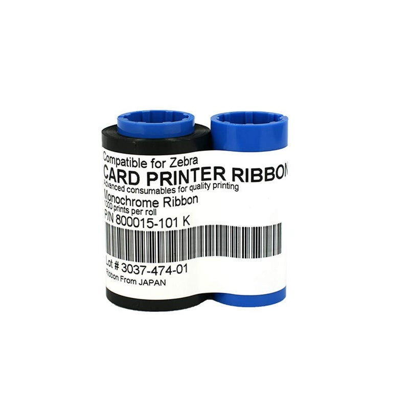PARTSHE 800015-101 Black Monochrome Ribbon for Zebra P330i P420i P430i Card Printers, 1000 Prints - Image 1